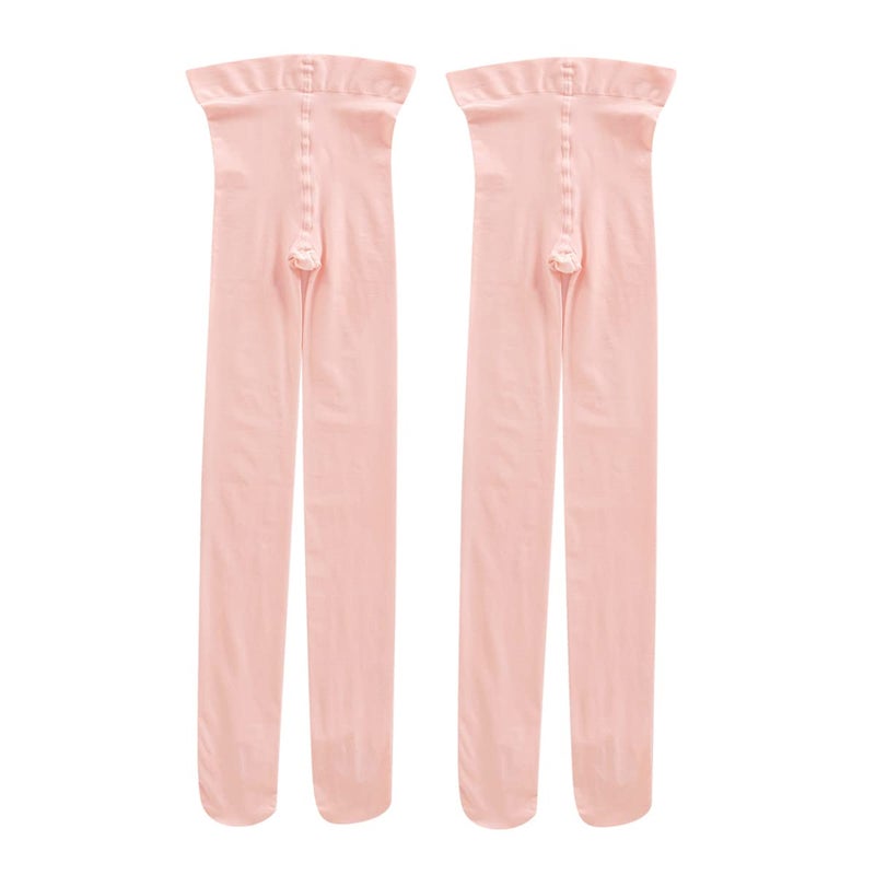 PAPPNTI 2 Pairs Girls' Ultra Soft Pro Dance Tights Ballet Footed Daily Student Tights (Toddler/Little Kid/Big Kid) Pink 2-4 Years - Image 2